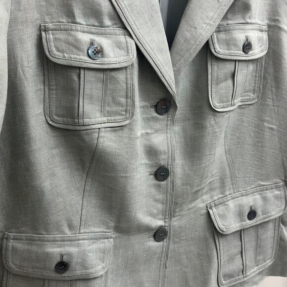 Jones New York 100% Linen Sage Short Sleeve Utility Button Shacket Plus Size 22W - Picture 3 of 9